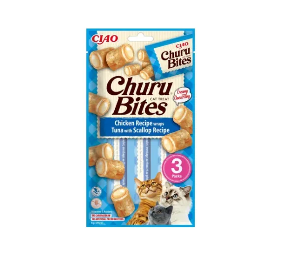 Ласощі для котів INABA Churu Bites курка/тунець/морський гребінець 3*10г EU722