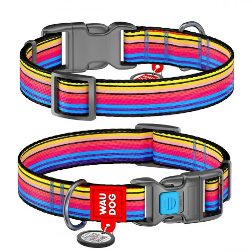 4781 Нашийник WAUDOG Nylon з QR паспортом, малюнок "Лінія 1" (ширина 15мм, довжина 23-35см)