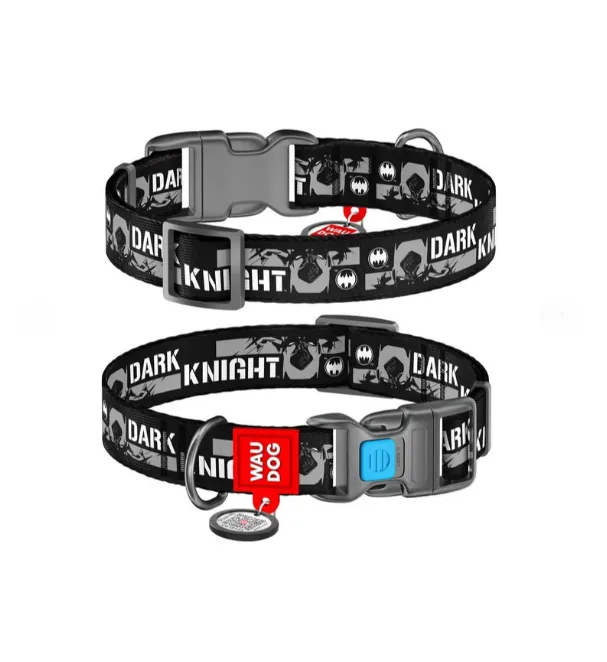 0020-2011 Нашийник WAUDOG Nylon з QR-паспортом, пласт. фастекс, малюнок "Темний лицар" Ш 20мм, Д 24-40см