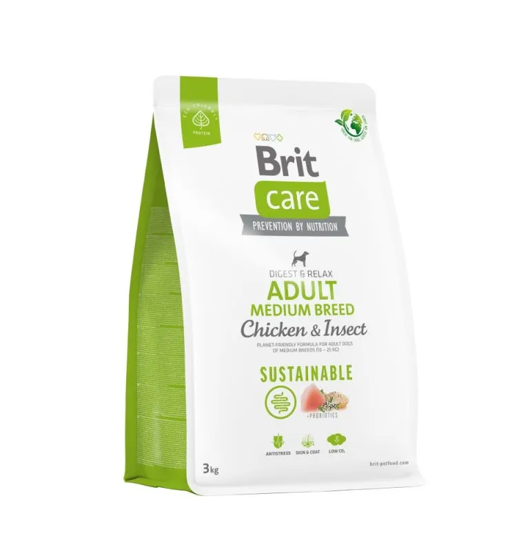 Brit Care Sustainable Adult Medium Breed Chicken & Insect Курка & комахи (для собак від 10 до 25кг) 3кг