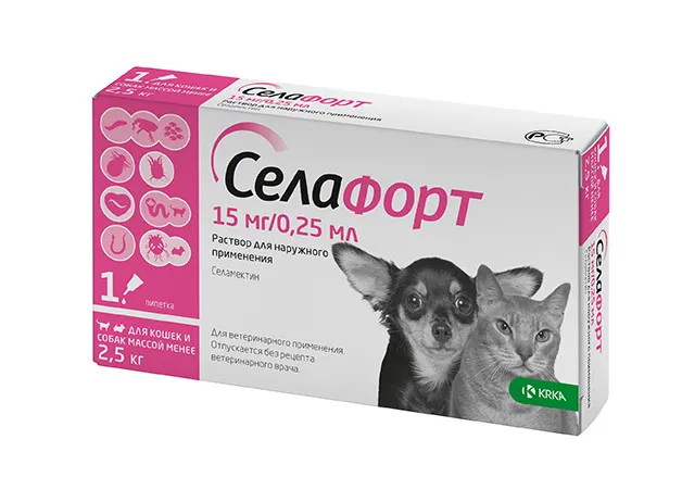 Селафорт для котів і собак, стоп-он 15мг (до 2,5кг) №1