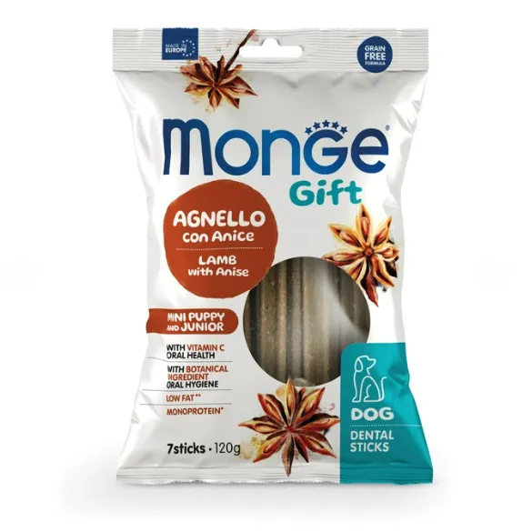 Ласощі для собак Monge Gift Mini Puppy&Junior Dental sticks Lamb/Anise Ягня/Аніс 120г 70085571