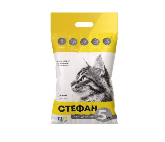 Наповнювач бентонітовий Стефан, гранула дрібний 0.4-1.5мм, 5 кг (жовта)