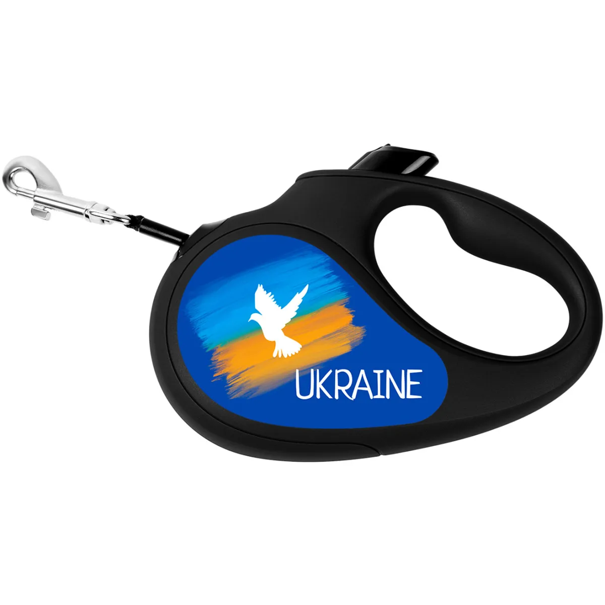8126-0229-01 Повідець-рулетка WAUDOG R-leash малюнок "Прапор" L до 50кг, 5м світловідбив. стрічка, чорна