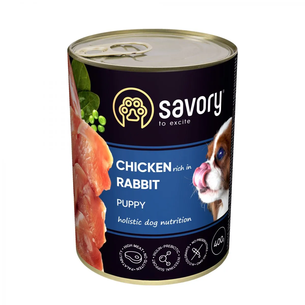 Savory вологий корм для цуценят усіх порід з кроликом 400g