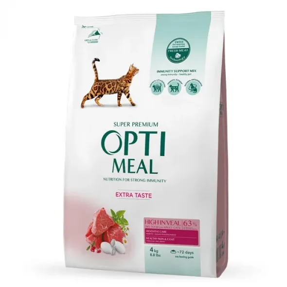 Optimeal для котів з телятиною 4кг 