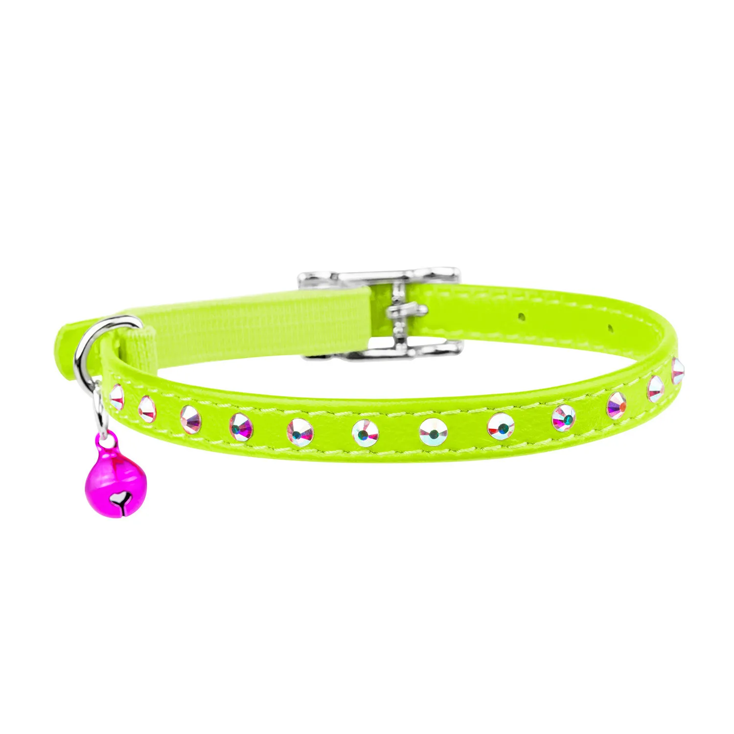32505 Нашийник "CoLLaR GLAMOUR" з клей.стразами (шир.9мм, довж.18-21см) салатовий