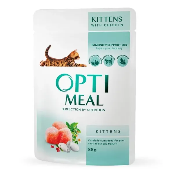Optimeal+ пауч 85г для кошенят курка
