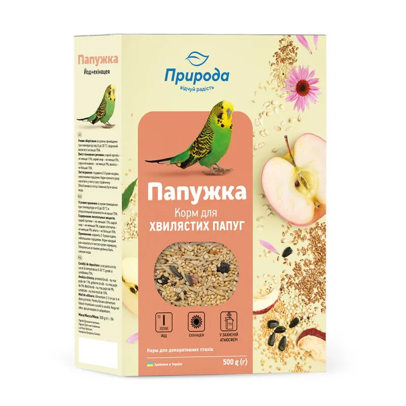 Корм Папужка "Йод Ехінацея" 500гр.