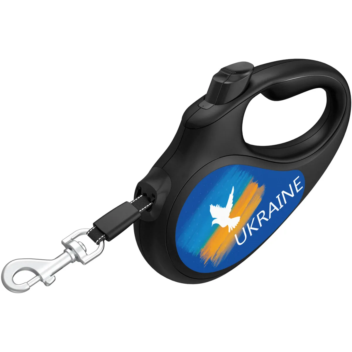 8125-0229-01 Повідець-рулетка WAUDOG R-leash малюнок "Прапор" M до 25кг, 5м світловідбив. стрічка, чорна