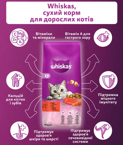 Віскас для дор. кот. з яловичиною 1кг