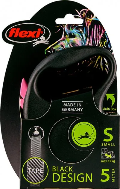 33319 Повідець-рулетка Black Design S трос 5м/12кг рожевий