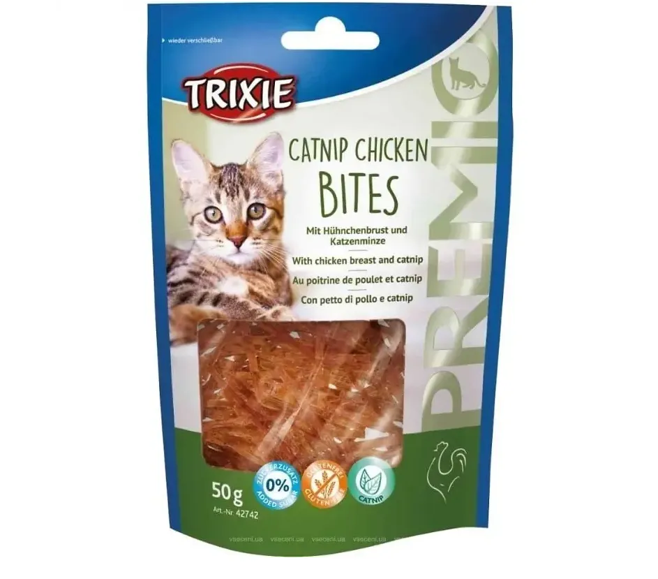 42742 Ласощі для котів Trixie Premio Catnip Chicken Bites курка/котяча м'ята 50г