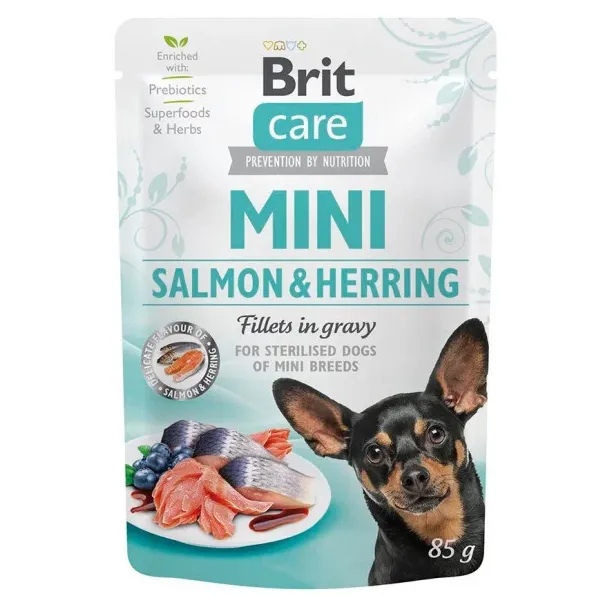 Brit Care Mini Sterilised pouch (філе лосося та оселедця в соусі) 85г