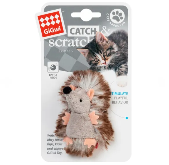 75029 Іграшка для котів Їжачок з брязкальцем GiGwi Catch & scratch плюш, штучне хутро 7см