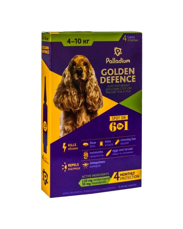 Palladium GOLDEN DEFENCE Каплі від бліх для собак 4-10 кг