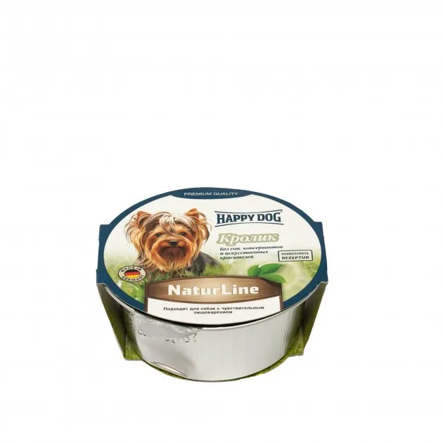 1002723 Happy Dog 85г кролик консервований корм у вигляді паштету для собак