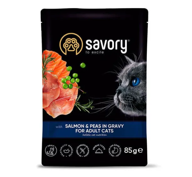 Savory Cat Pouch Adult Salmon & Peas лосось & горошок для котів 85г 20116