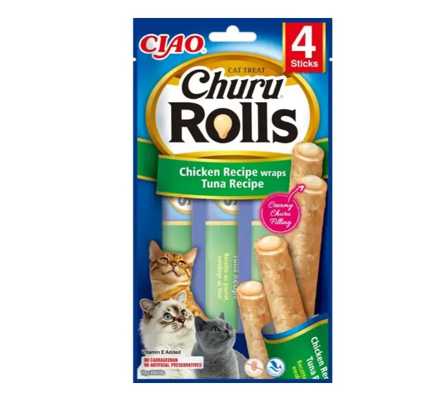 Ласощі для котів INABA Churu Rolls курка/тунець 4*10г EU731