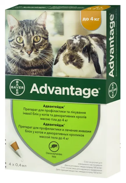 Bayer Адвантейдж 40 від заражень блохами для котів і кошенят до 4 кг, 1 шт