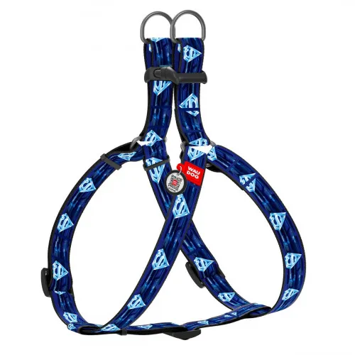 0715-2013 Шлея WAUDOG Nylon с QR-паспортом, малюнок&nbsp;"Супермен 1" (ширина 15мм, довжина 44-55см)