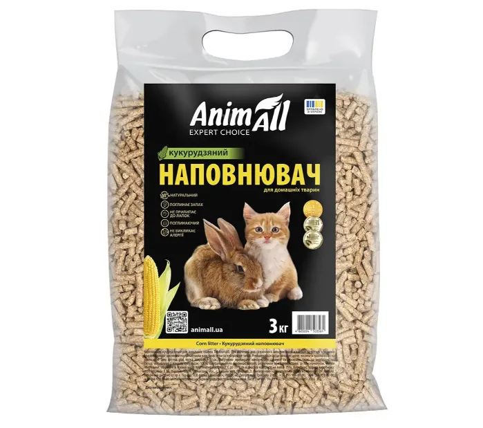 Наповнювач кукурудзяний Animall для туалетів домашніх тварин 3кг