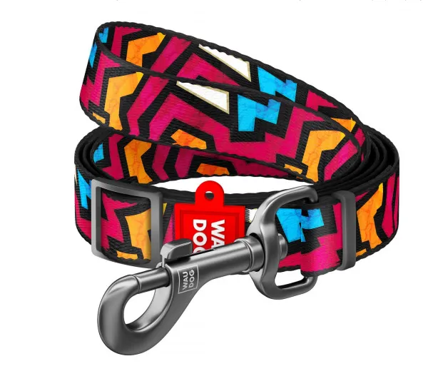 5350 Повідець WAUDOG Nylon малюнок "Графіті" (ширина 15см, довжина 152-183см)
