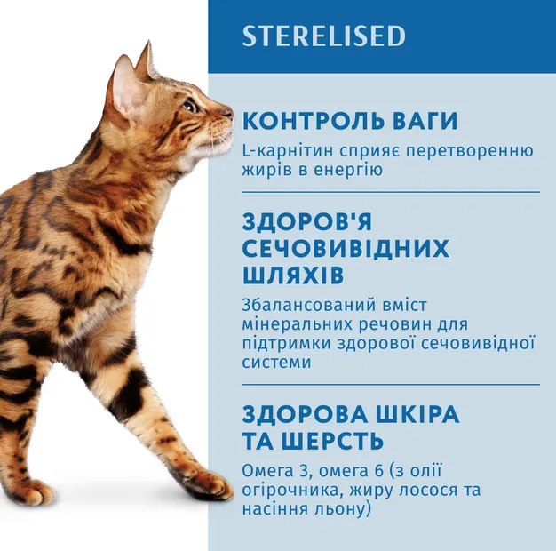 Optimeal для стерилізованих котів лосось 1кг