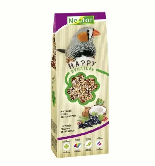 Nestor Happy by Nature Корм для екзотичних птахів з насінням смородини, кокоса та трав 460г 3071