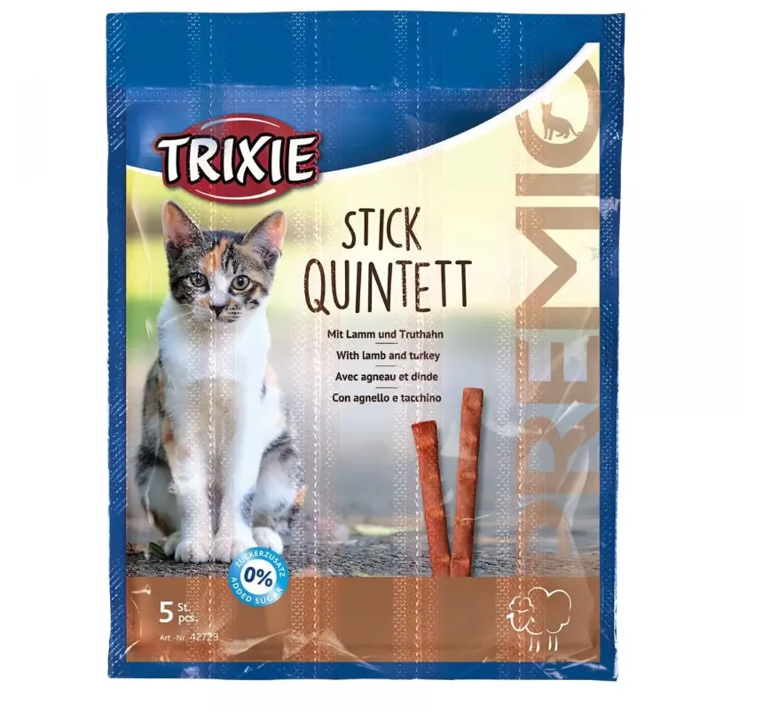 42723 Ласощі для котів Trixie Premio Stick Quintett ягня, індичка 5шт*5г