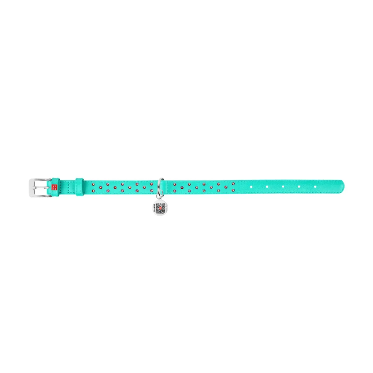 325213 Нашийник WAUDOG Glamour з QR-паспортом шкіряний з клей.стразами Ш 9мм Д 19-25см ментоловий