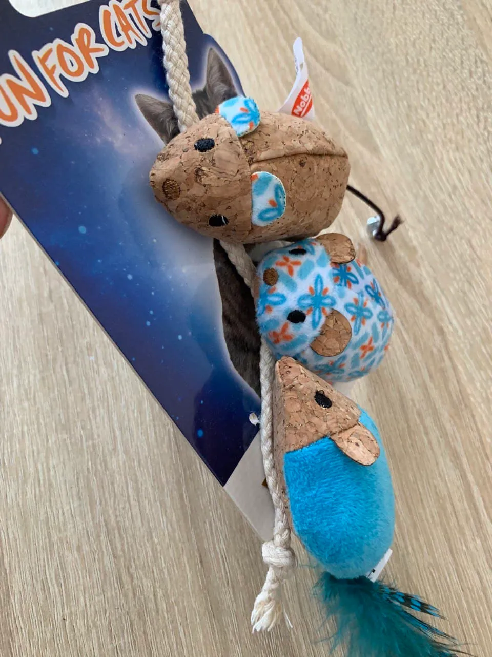 Н 80253 Іграшка для кота "Коркові Мишки" 3шт з катніпом 12см