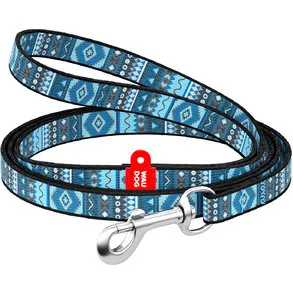5235 Повідець WAUDOG Nylon з малюнком "Етно синій" (ширина 10мм, довжина 122см)