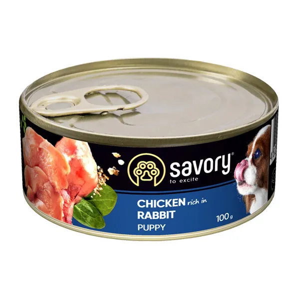 Savory вологий корм для цуценят усіх порід з кроликом 100g 30563