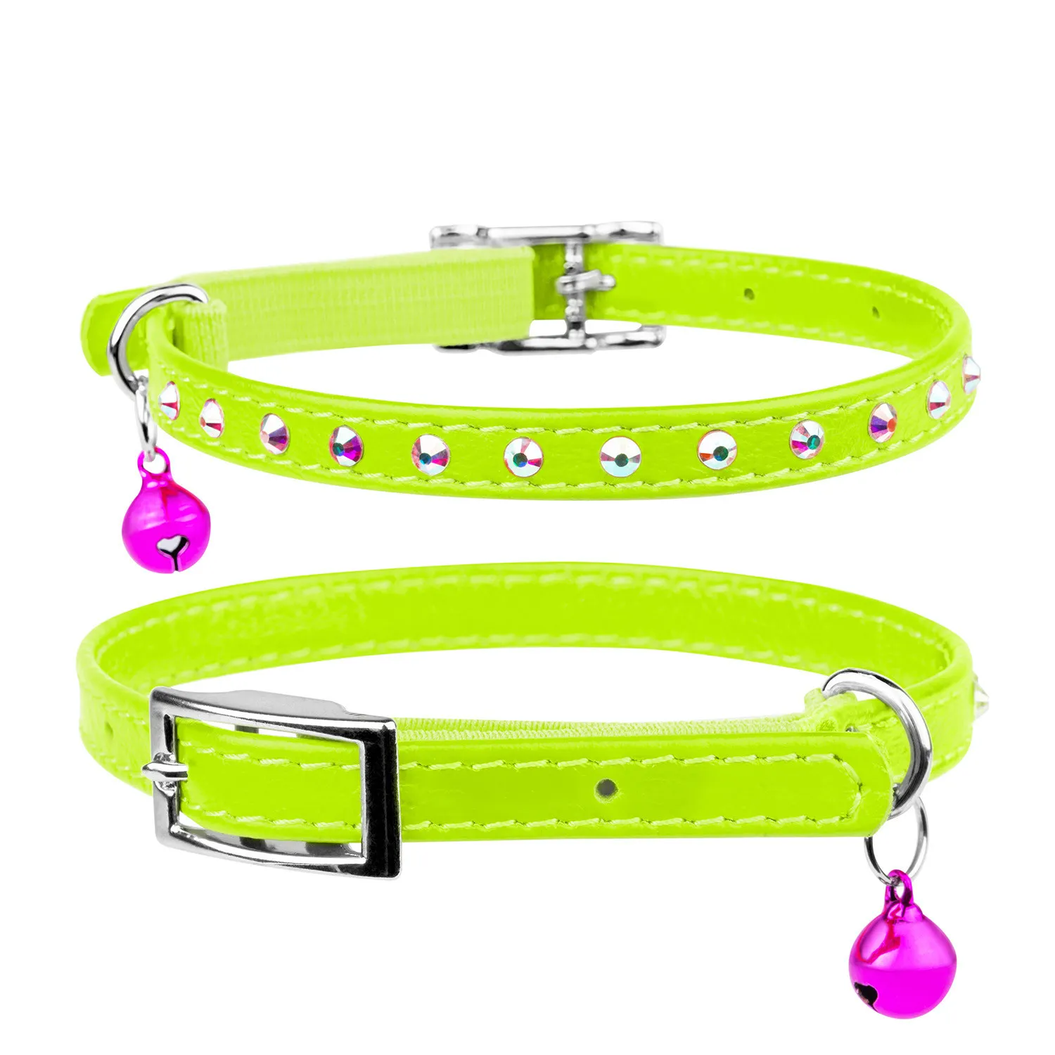 32505 Нашийник "CoLLaR GLAMOUR" з клей.стразами (шир.9мм, довж.18-21см) салатовий