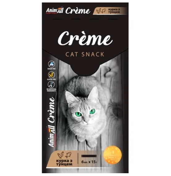 AnimAll Creme для котів зі смаком курки з тунцем 6*15г
