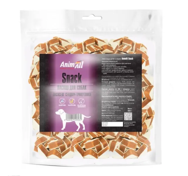 AnimAll Snack лососеві сендвічі-трикутники для собак 1кг 99531