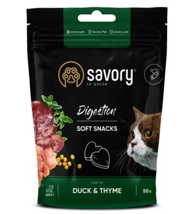 М'які ласощі для котів Savory Digestion качка та чебрець 50г 31409