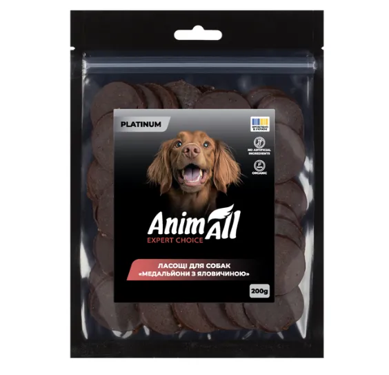 AnimAll Platinum Медальйони з яловичиною для собак 1кг 186 030