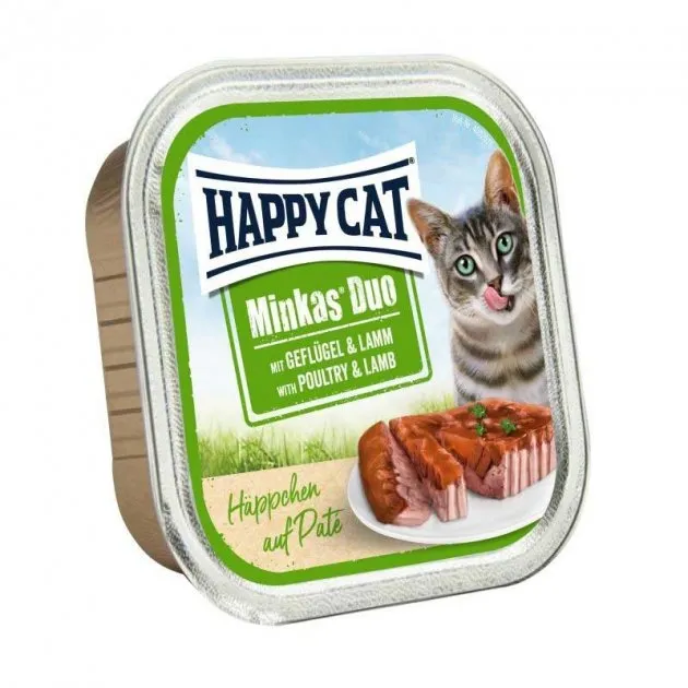 70176 Happy Cat Duo Geflugel & Lamm 100г вологий корм для котів у вигляді паштету в соусі з птицею та ягням