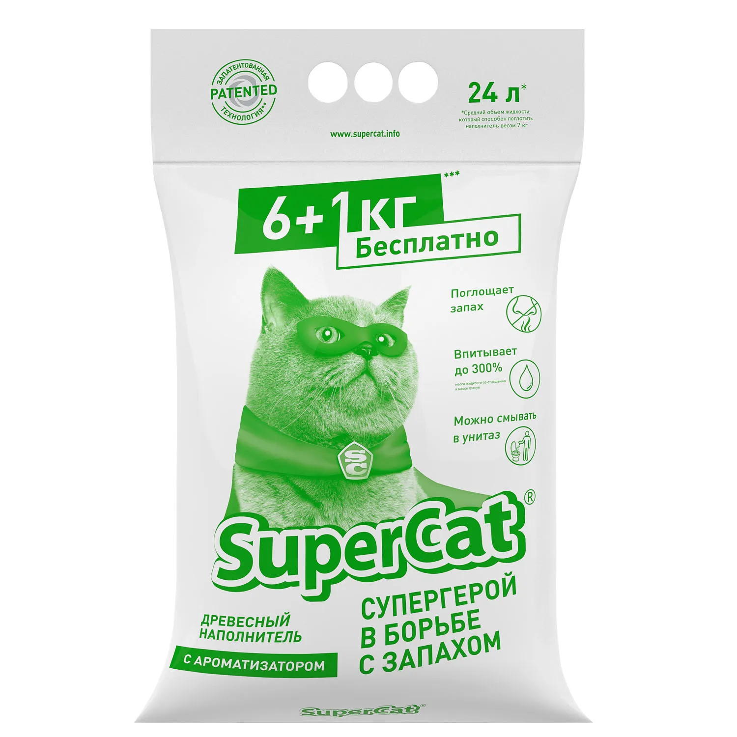 Деревний наповнювач Супер Кот з ароматизатором, 6+1кг