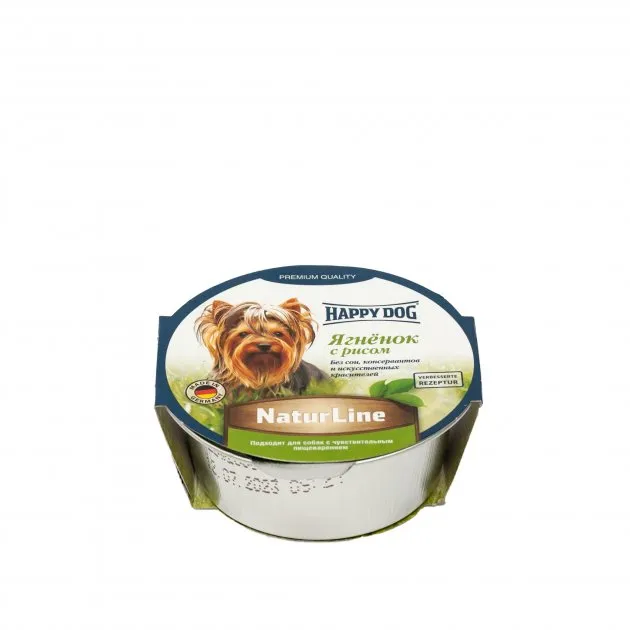 1002724 Happy Dog 85г ягня рис консервований корм у вигляді паштету для собак