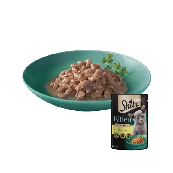 Sheba POU для кошенят з куркою в соусі 85г