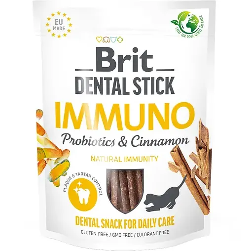 Brit Dental Stick Immuno (пробіотики та кориця для собак) 251г