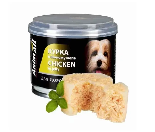 Корм вологий Animall для собак з куркою в желе 195г
