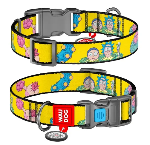 4501-0282 Нашийник WAUDOG Nylon з QR паспортом, малюнок "Рік та морті 3", пласт. фастекс S Ш 15мм Д 25-35см