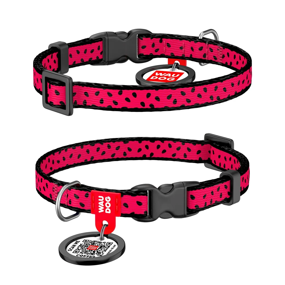 5226 Нашийник WauDog Nylon з малюнком "Кавун" Пластиковий фастекс (шир.10мм. 20-30см)