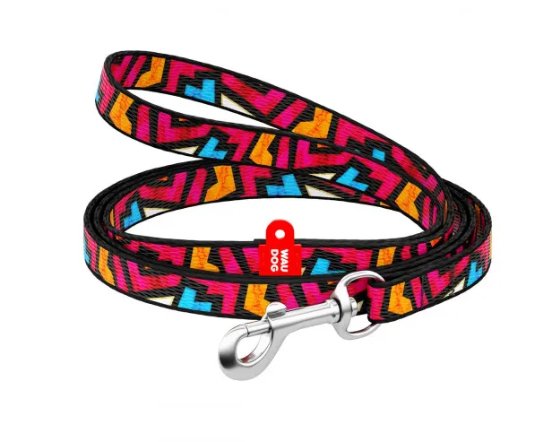 5244 Повідець WAUDOG Nylon малюнок "Графіті" (ширина 10см, довжина 122см)