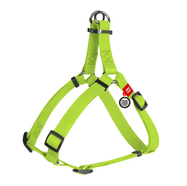 27635 Шлея WAUDOG Waterproof водостійка, з QR паспортом, метал. фастекс XS Ш 15мм Д 30-39см салатова