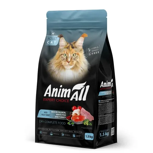 Сухий корм AnimAll для котів з лососем, білою рибою та індичкою 1.5кг